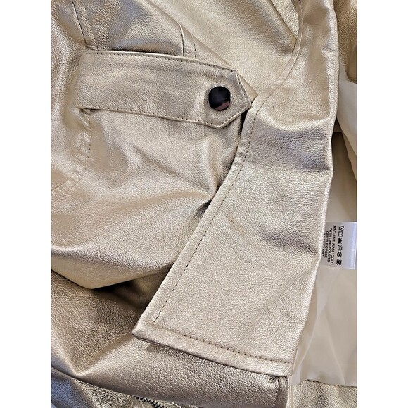 Gold Metallic Faux Leather Moto Bomber Jacket Womens Sz 1X Cyber Rock Biker ModX - Picture 9 of 9